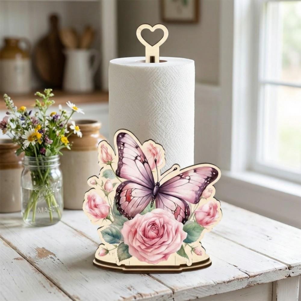 Animal Themed Kitchen Towel Rack Wooden Roll Paper Standing Rack  For Kitchen