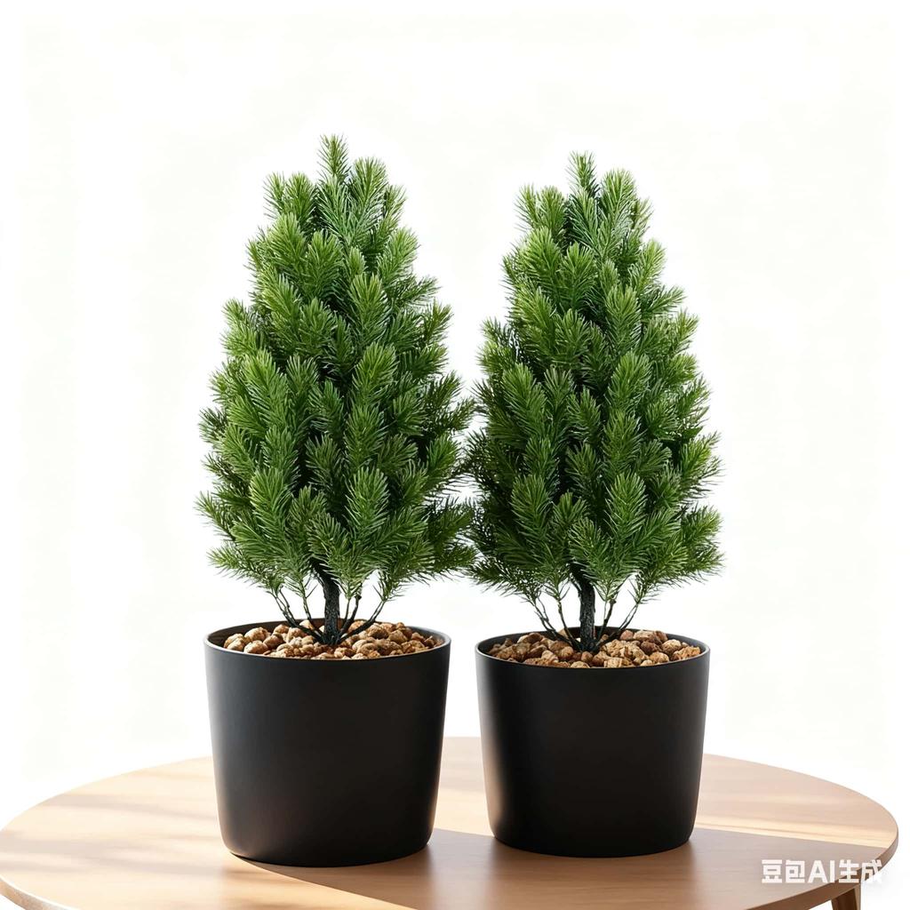 2pcs Artificial Pine Needle Christmas Trees - Realistic Indoor/Outdoor -Resistant Plastic Mini Holiday Decor for Garden & Patio