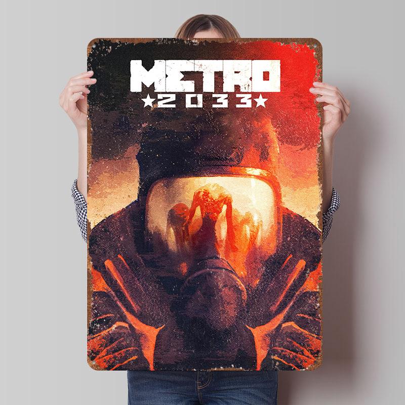 

Metro 2033 Cover Art Tinplate Poster Customized Wall Art Vintage Retro Metal Signs for Decoration Bedroom Decorations Desk Decor 7.9x11.8In(20x30cm)