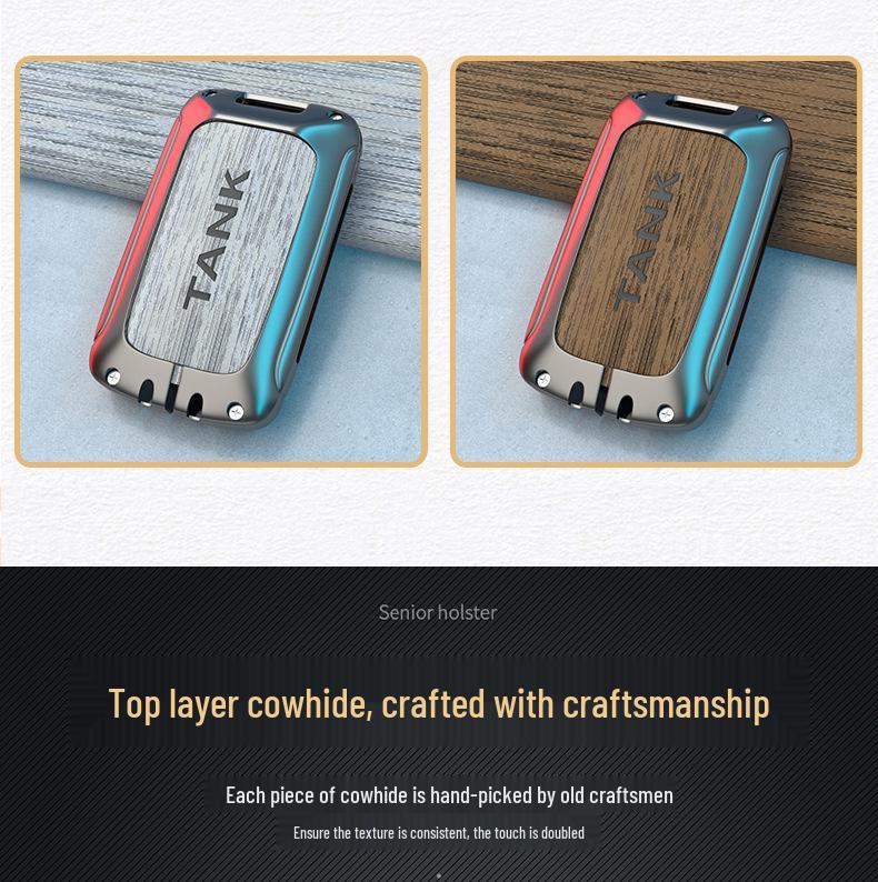 Tank 300 Key Case: Iron Man Shell Buckle, Cyber Style for Men & Women.