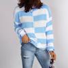 Women's Round Neck Irregular Pullover Base Contrasting Color Knitted Sweater Long Sleeved Sweater