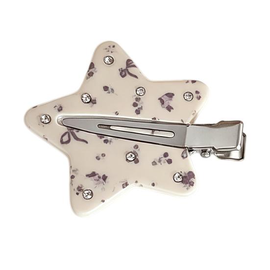 Traceless Hair Clip, Five-Pointed Star Shape Hair Pin with Floral Pattern, Compact Versatile Hair Accessories