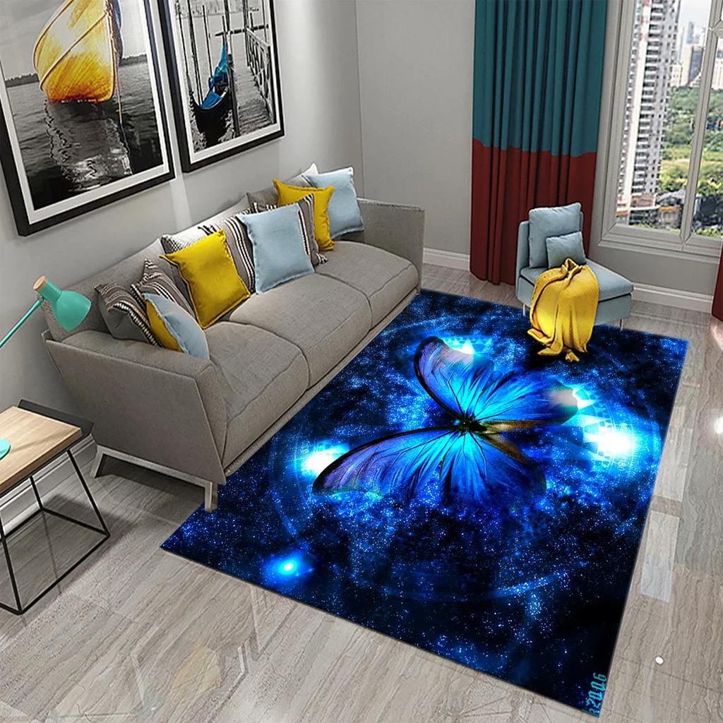 Covor 3D Colorat Fluture Floare Covor Așternut Ușă de Intrare Covoare de Interior Decor Dormitor Covorașe de Podea Living Covoraș Antiderapant Baie