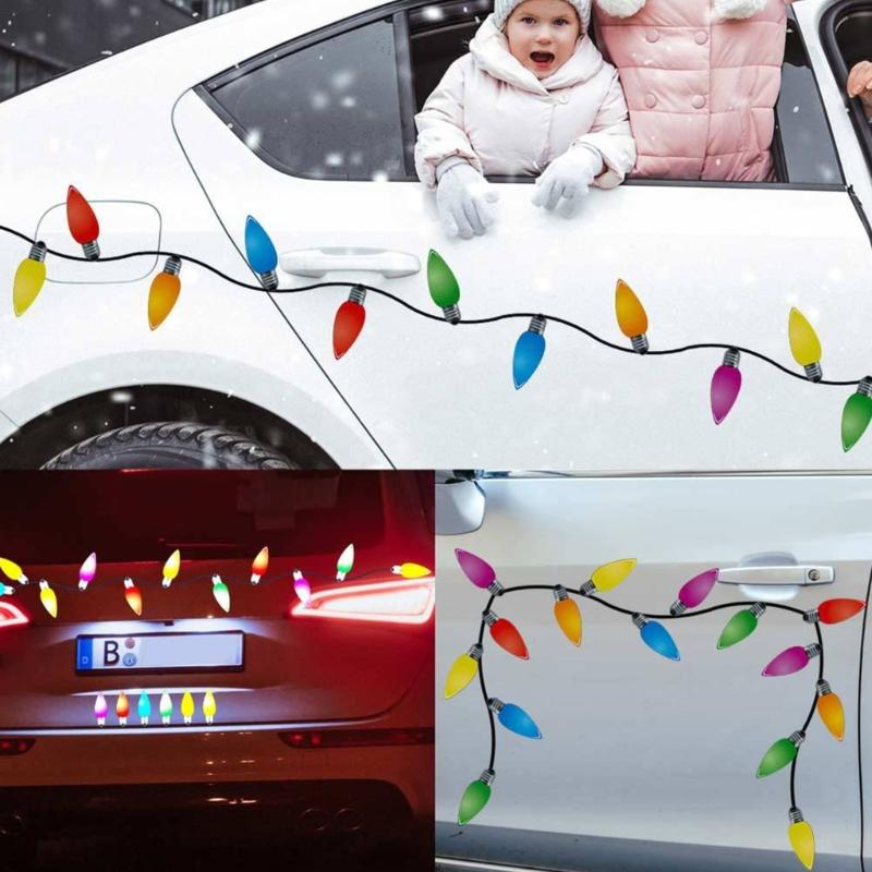 Christmas Light Bulb Line Stickers Magnetic Reflective XmasLights Bulb Sticker
