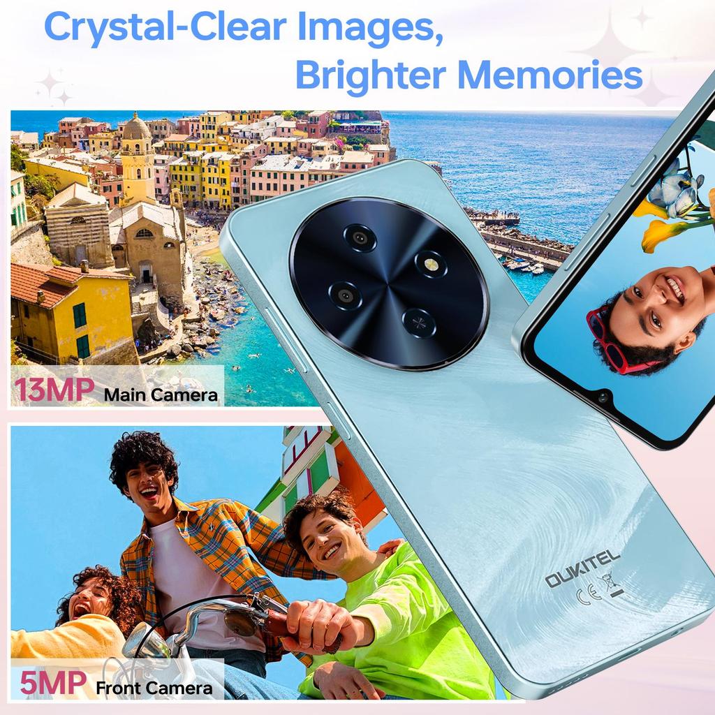 OUKITEL C5 Phone Unlocked, 16(4+12) GB RAM+128GB/TF 1TB ROM Cell Phone, 6.52" Waterdrop Display, 5000mAh Battery Android Phones