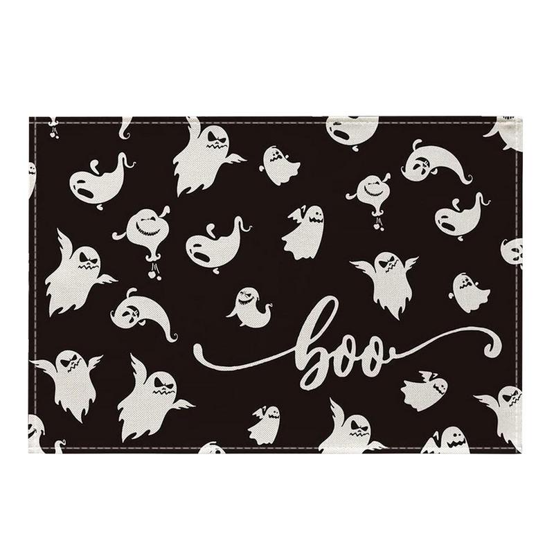 Branches Fall Coffee Cup Table Mat Halloween Cute Ghost Placemat Tree Crows Halloween Placemats Pad Bowl Mat Kitchen Tablecloth