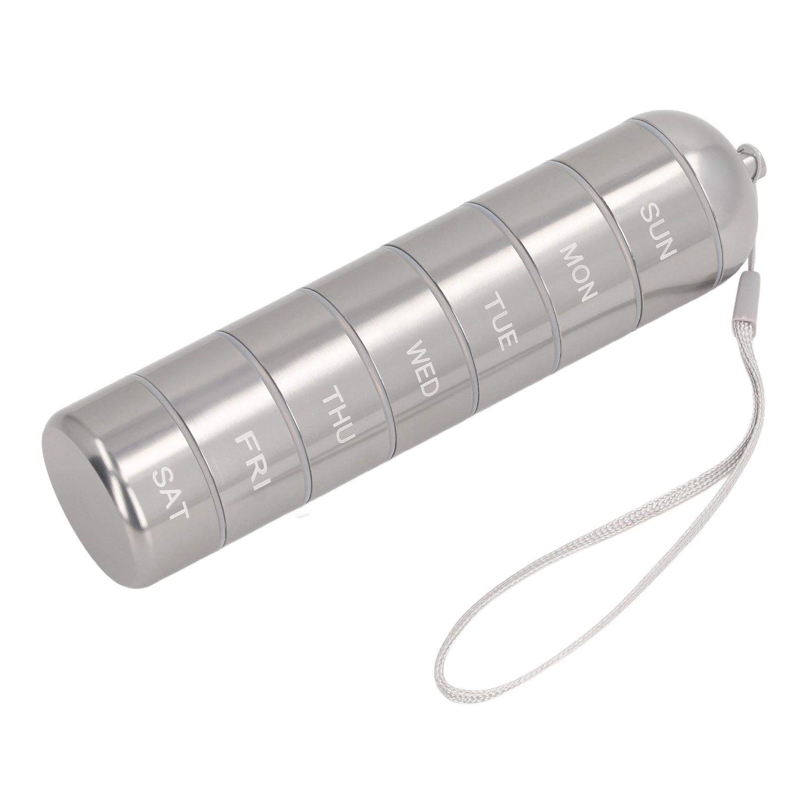 

Aluminium Alloy Travel Medicine Waterproof Sealing Detachable Weekly Metal Medicine Case for Outdoor Round Cover