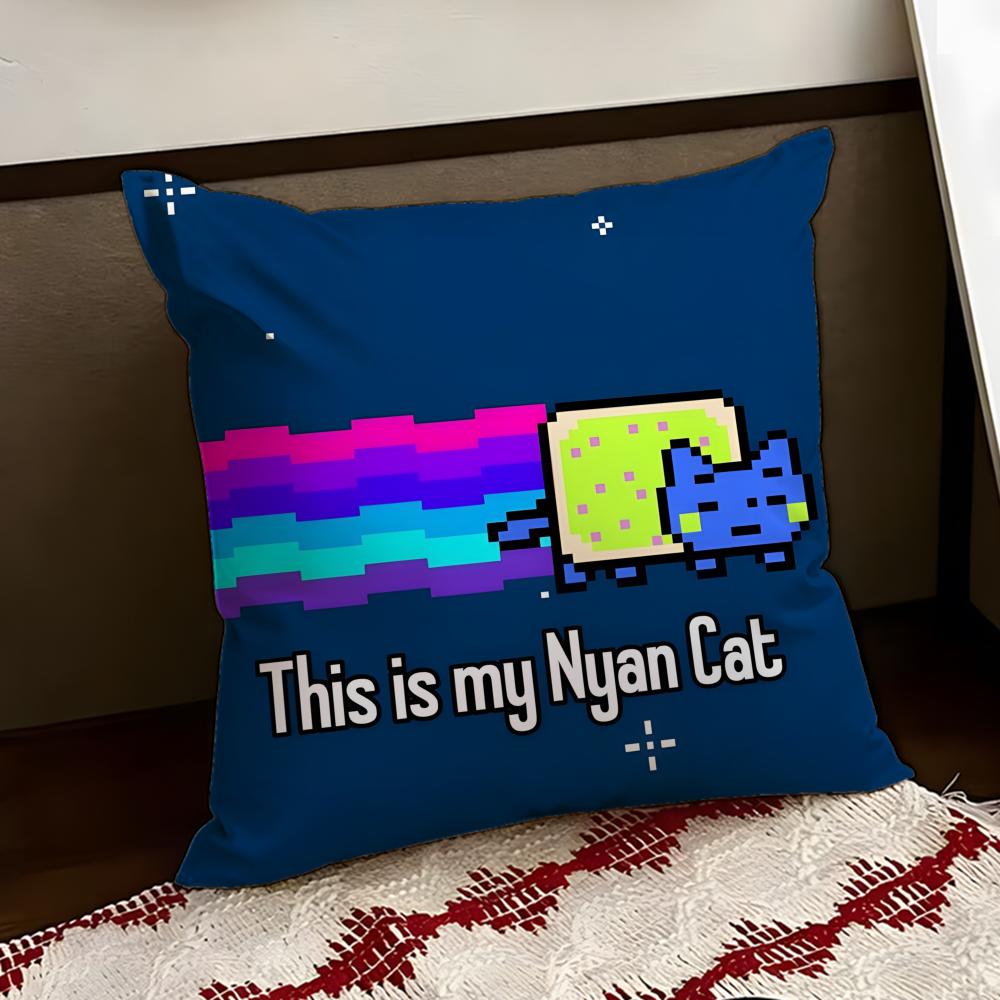Nyan Cat Cushion Cover Reversible Soft Durable Pillow Cover Home  Car MultiScene Use for Daily Comfort