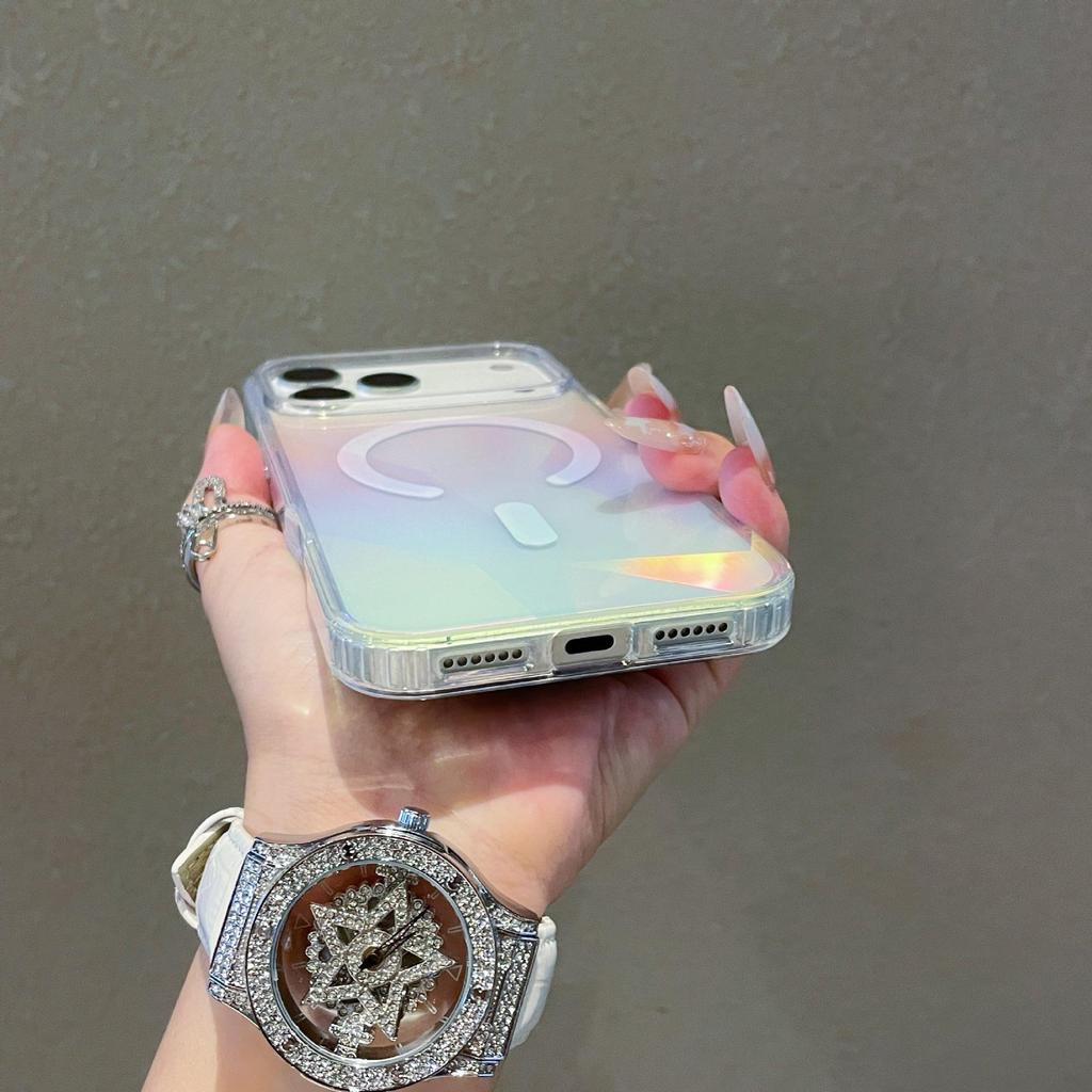 Iridescent Gradient iPhone 17 Pro Max Magnetic Case - Apple 16 PM Compatible, Transparent, Full Coverage, Protective