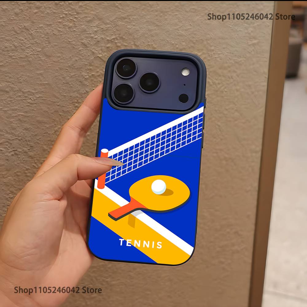 

Table Tennis Racket Ping Pong Magnetic Wireless Charging Black Phone Case For iPhone 17,16,15,14,13,12,11Pro,Max,Plus,Mini,SE4,E iPhone14ProMax
