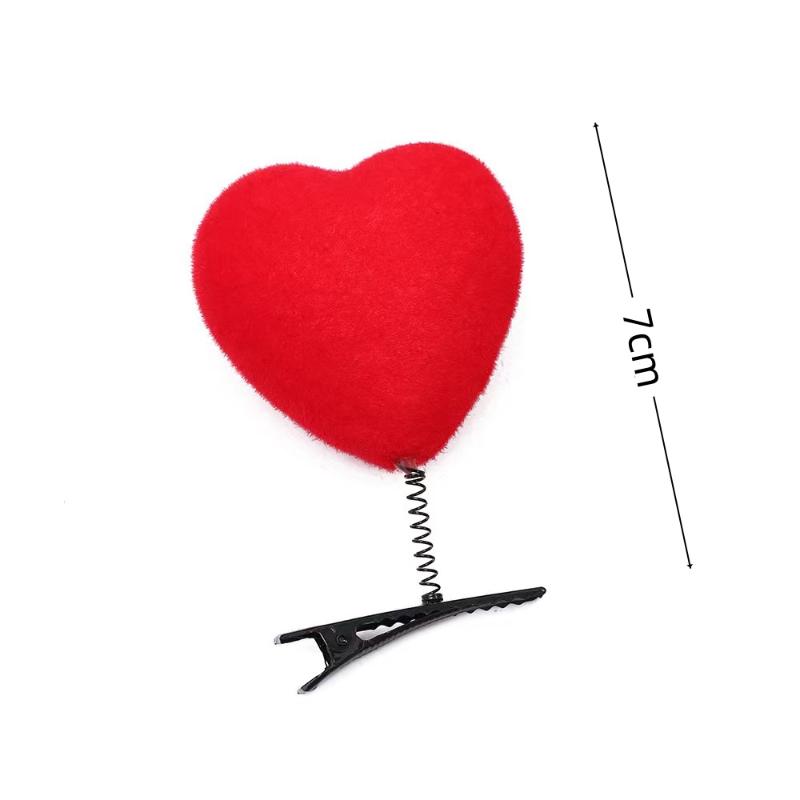 5/10Pcs Heart Hair Clip 3D Flocking Love Shaped Hairpins Fashion Duckbill Clip Valentine's Day Hair Accessories For Girls