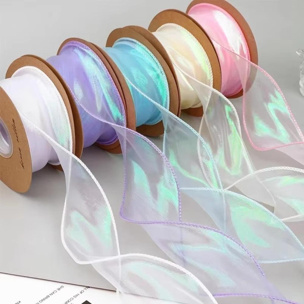 

40MM Fishtail Yarn Bead Ribbon Gradient/Pleats/Magic/Gold Edge DIY Decor жовтий/вершковий