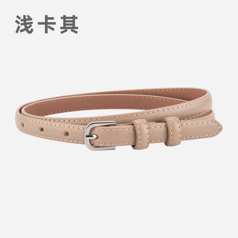 

Belt Korean version of genuine leather women s thin belt, cowhide pin buckle, retro Hong Kong style girls thin belt 105cm