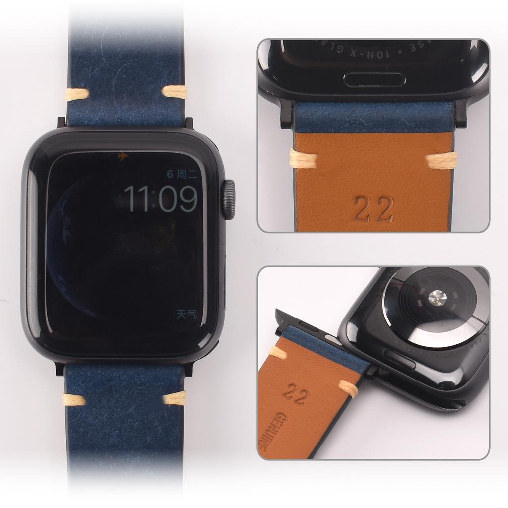 Frosted Brown Genuine Leather Watch Strap Replacement for Apple Watch Series 7 8 SE Custom Wristband Replacement Accessory