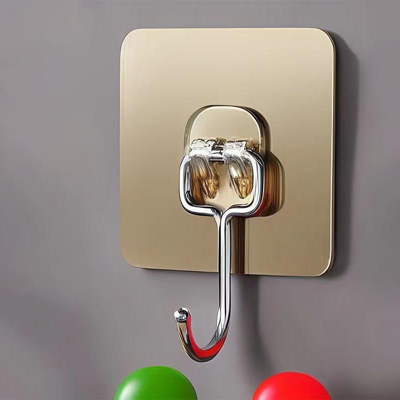1Pcs Large Hook Transparent Stainless Steel Strong Self Adhesive Hooks Key Storage Hanger For Kitchen Bathroom