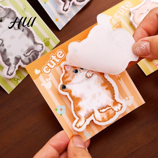 Soft Texture Notepad 4Pcs Cat-Shaped Notes Pad Set Cute Self-Adhesive Memo Pads for Color Students Office Writable Peel-off Reminders Journaling Gifts