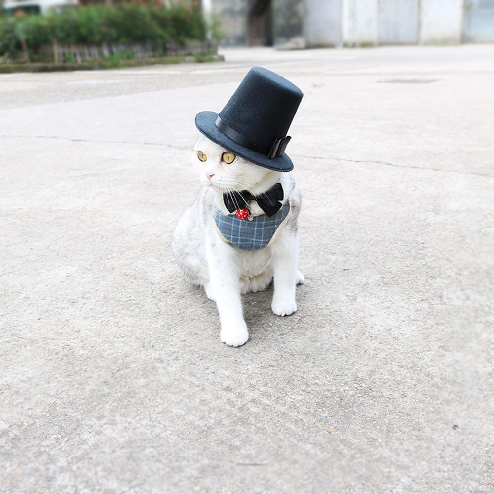 Pet Top Hat With Bow Tie For Dog Cat Birthday Party Gradation Halloween Costumes Accessories 2pcs Formal Accessories Set