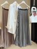 2026 Spring/Summer Women's Slimming High-Waisted Striped Chiffon Pleated Skirt