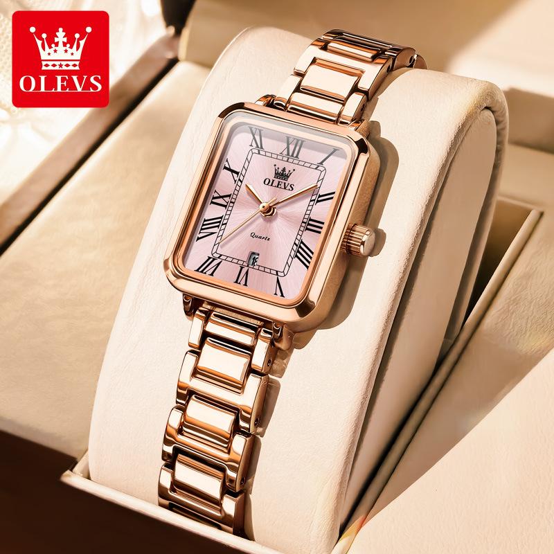 OLEVS Watches Womens New Square Quartz Watch Waterproof Luminous Date Ladies Watches Original Fashion Elegant Gifts