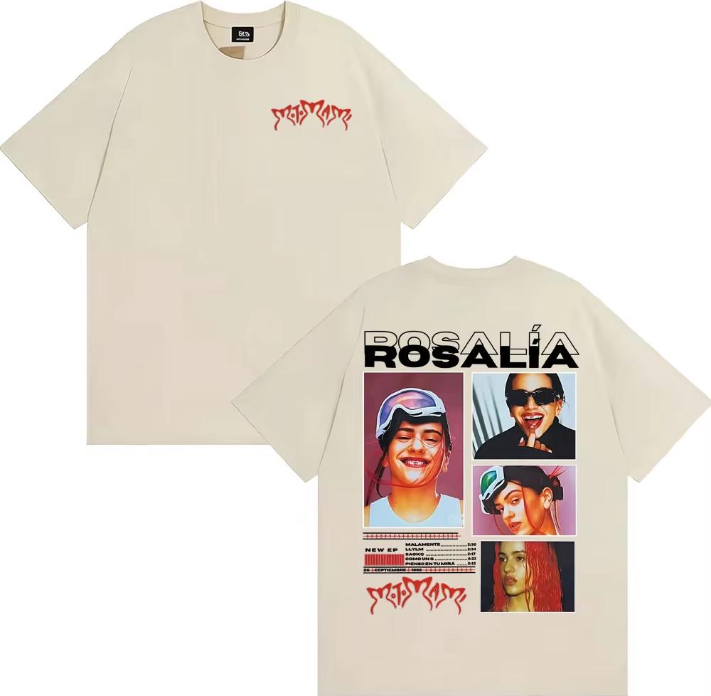 Sängerin Rosalia Motomami Album 2026 Druck T-Shirts Unisex Unisex Mode Hip Hop 90er Vintage T-Shirt Kurzarm Übergröße T-Shirts