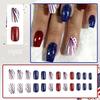 Set di Unghie Finte Glitterate per la Festa dell'Indipendenza 24 pz Mandorla Press on Nail Manicure Decorazioni per Unghie Unghie Artificiali Stick on Nail
