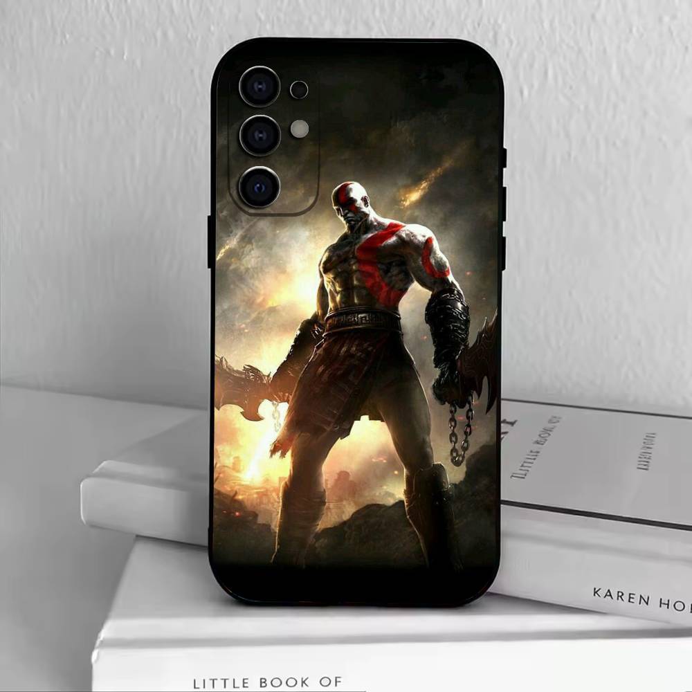 Hra God of W-War Kratos Pouzdro na telefon Černý silikon Měkké Pro Samsung S25,S24,S21,S22,S23,S30,Ultra,S20,Plus,Fe,Lite