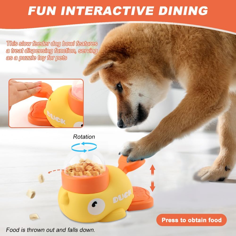 Interactive Dog Puzzle Toys, Cat Puzzle Treat Dispenser Toy,Duck Shape Slow Feeder for Small Medium Dogs Cats Eenrichment Toys,Promotes IQ Training