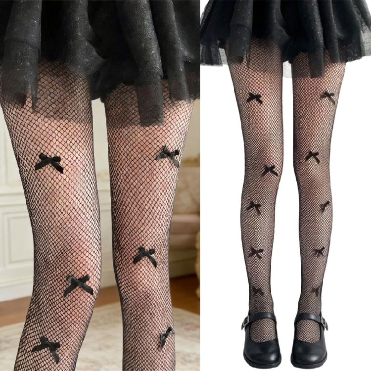 Breathable Lace Fishnet Tights With Unique Bows Embellishment Smooth And Comfortable Pantyhose For Comfort