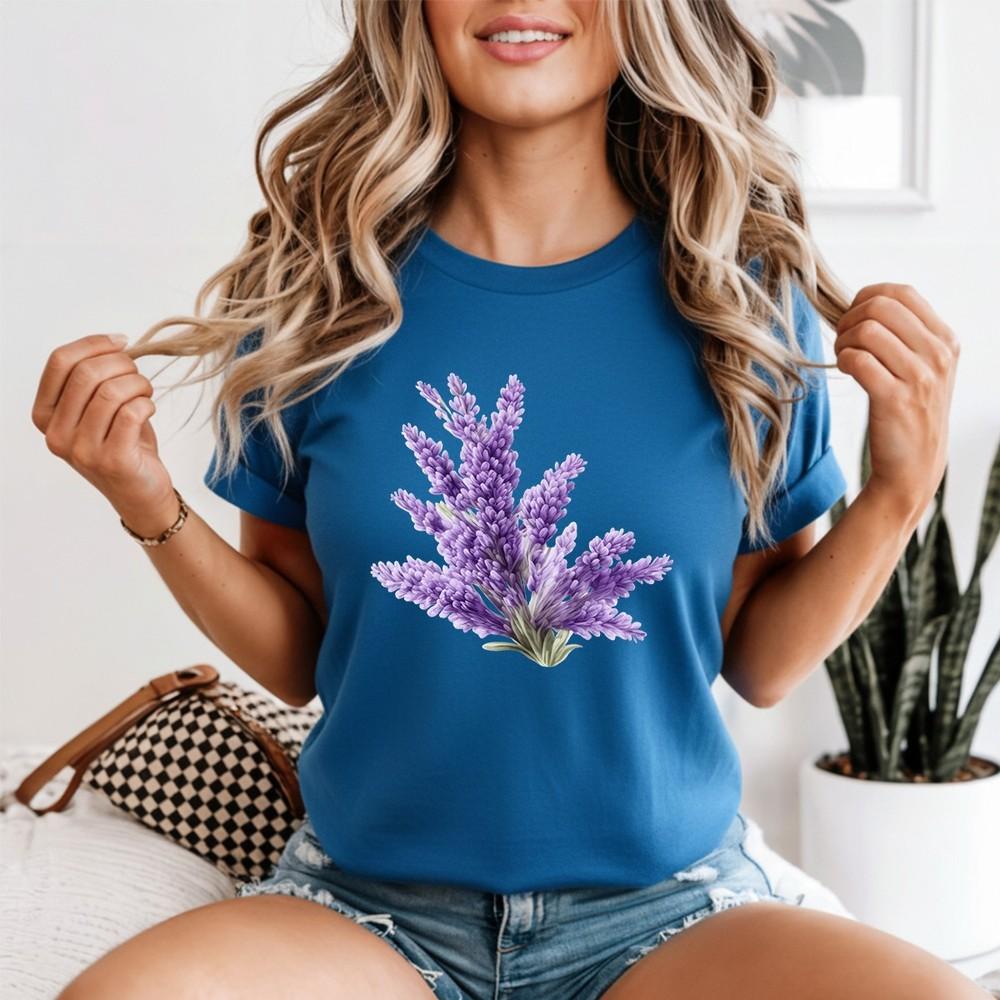 Lavender Floral Unisexs T Shirt Plants Watercolor Tee Garden Bloom Graphic Top