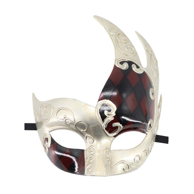 Masquerade Mask Mardi Gras Mask Venetians Mask Plaids Half Face Mask for Halloween Ball Cosplay Performances Props