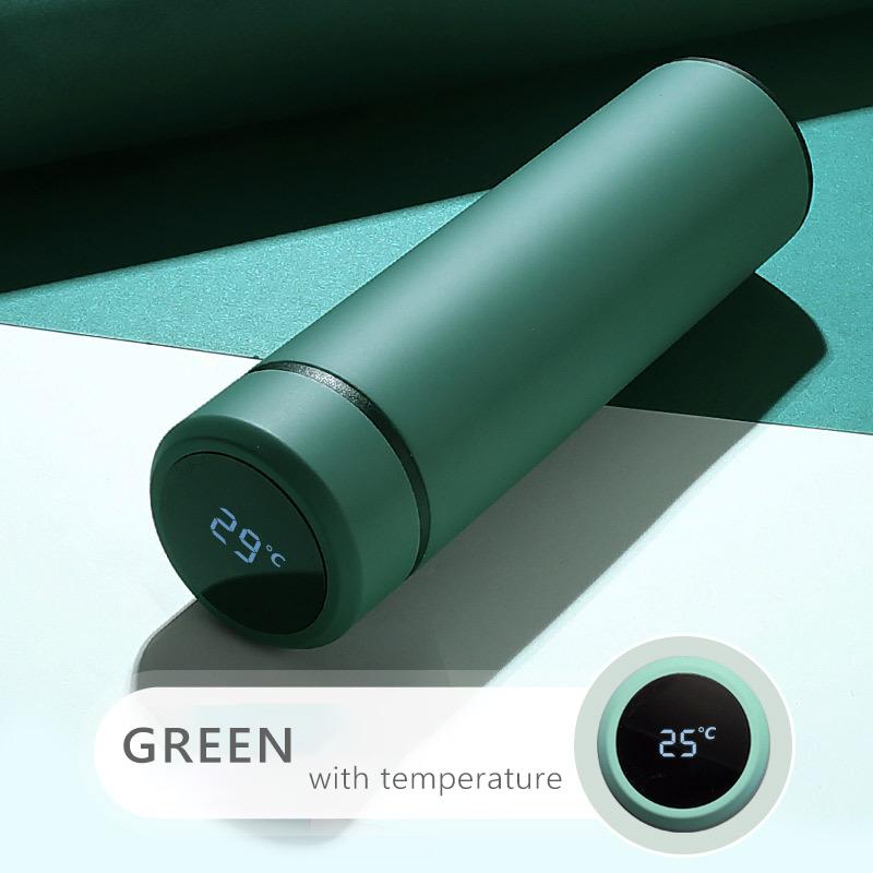 

Качественный термос с дисплеем температуры, стакан из нержавеющей стали, оптовая продажа, стакан с вакуумной изоляцией, бутылка для заварки чая, посуда для напитков 450ml зелёный