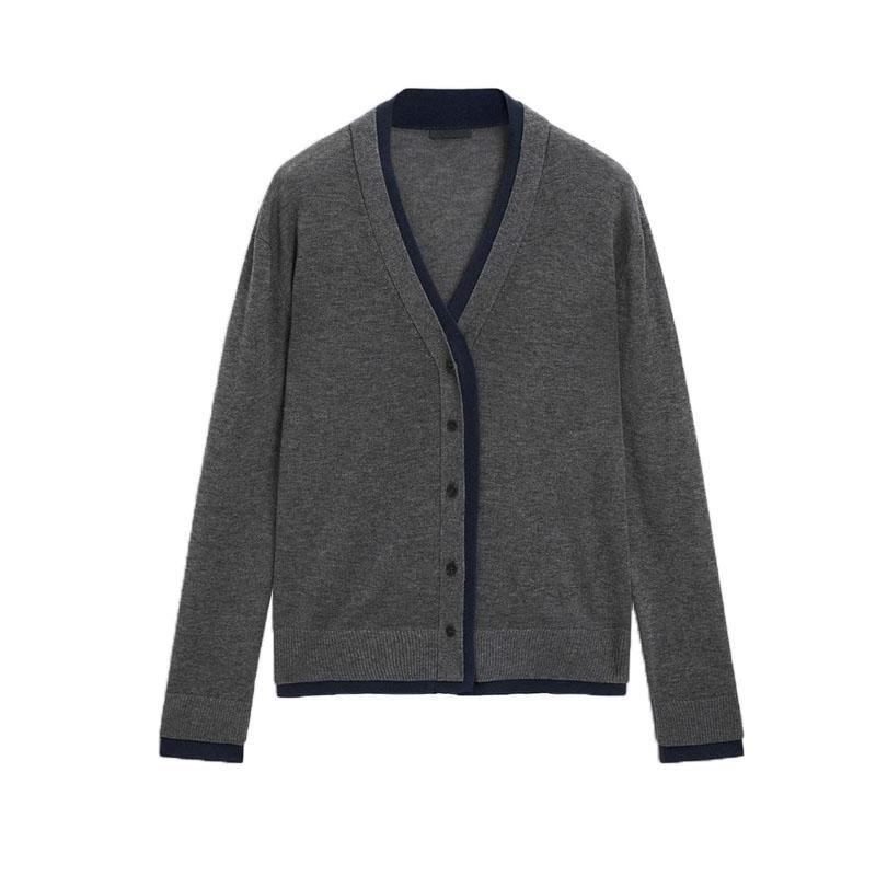 MD Spring New Women's Clothing Casual Laid-Back Style Soft Glutinous Fake Two-Piece V Neck Knitting Cardigan Tops 5674684