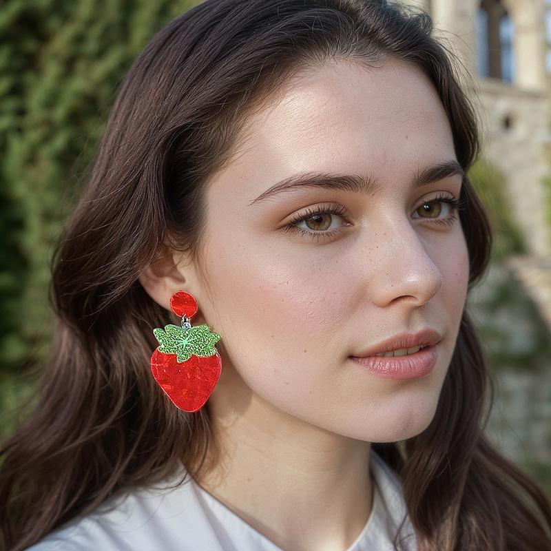 Fruit Earrings Strawberry Pitaya Fruit Earrings Sparkling Acrylic Earrings Decorative Gift Earring Party Jewelry Gif