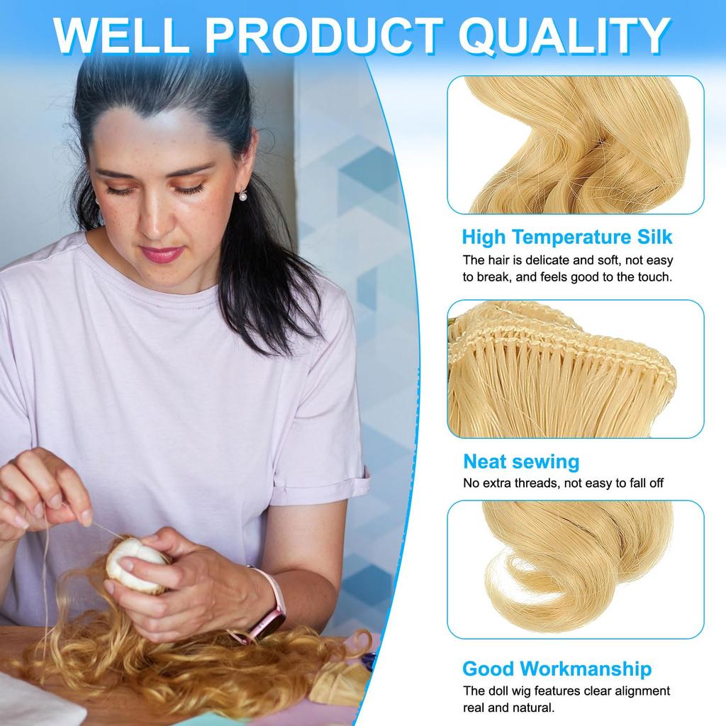 PATIKIL Set of 15cm Doll Hair Soft Synthetic Wavy Doll Doll Hair Extensions Accessories for Doll Making and DIY Multicolor 13 5-Piece Wefts, Wigs,