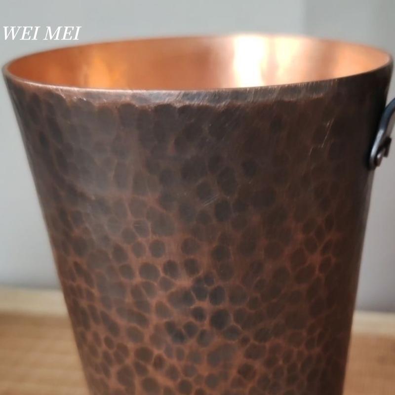 Vintage Copper Coffee Mug,Camping 500 ml Handcrafted Woven Handle Hammer Texture Cold Drink Cup,Unique Gifts Tea Cup Tableware