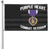 Army Purple Heart Veteran Flag 3x5 Ft Outdoor Flag USA Flag Garden Yard Decor Flag Polyester with Brass Grommets