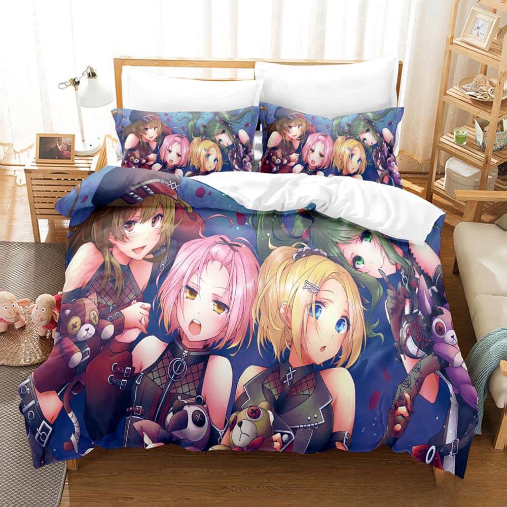 Neues Anime-Spiel D4DJ All Mix Bettwäscheset Einzelbett Twin Full Queen King Size Bettset Erwachsener Kind Schlafzimmer Bettbezugsets Heimtextilien