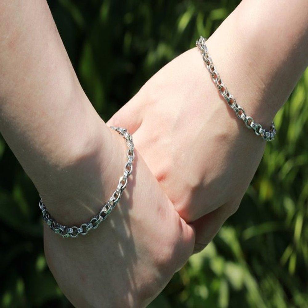 [Chacha Jewelry] Paper 5mm Luxury Silver Chain Silver Bracelet Couple Birthday Gift Unisex Vintage