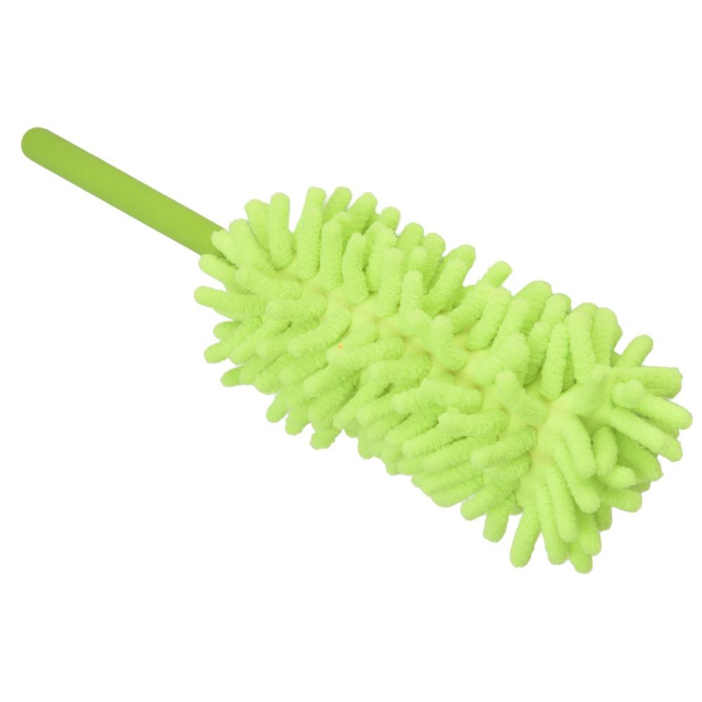 Dust Removal Stainless Steel Dust Duster Green Telescopic Cleaning Brush Portable Washable Feather Duster Household