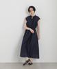 Sheer Satin Frill Collar Shirring M [Nano Universe] Dress, Women's 120, Navy, 669-6219306