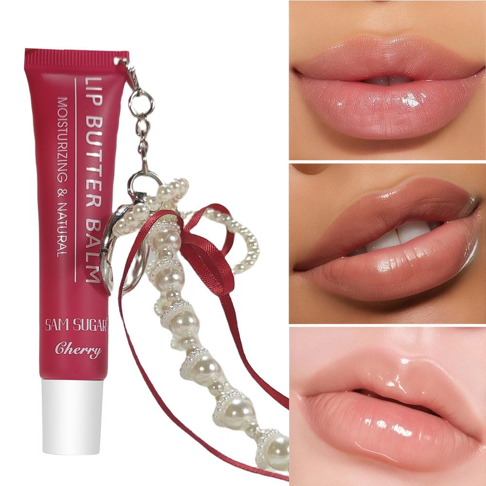 Hose Pearl Chain Lip Butter Balm Glaze Waterproof Lasting Gloss Moisturizing Water Light Mirror Lipstick Shine