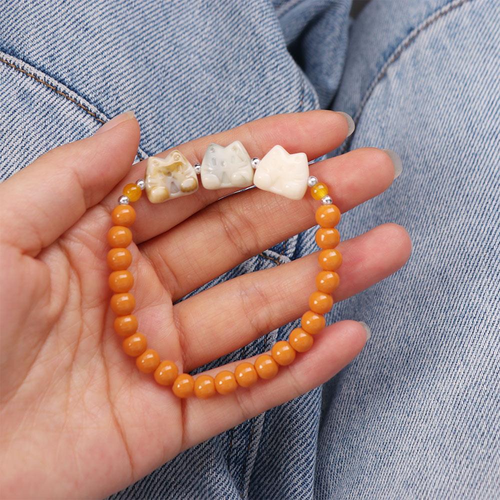 Cute Biscuit Cat Bracelet Wristband Cat Beads Bracelet Fashion Friendship Bracelet  Friends