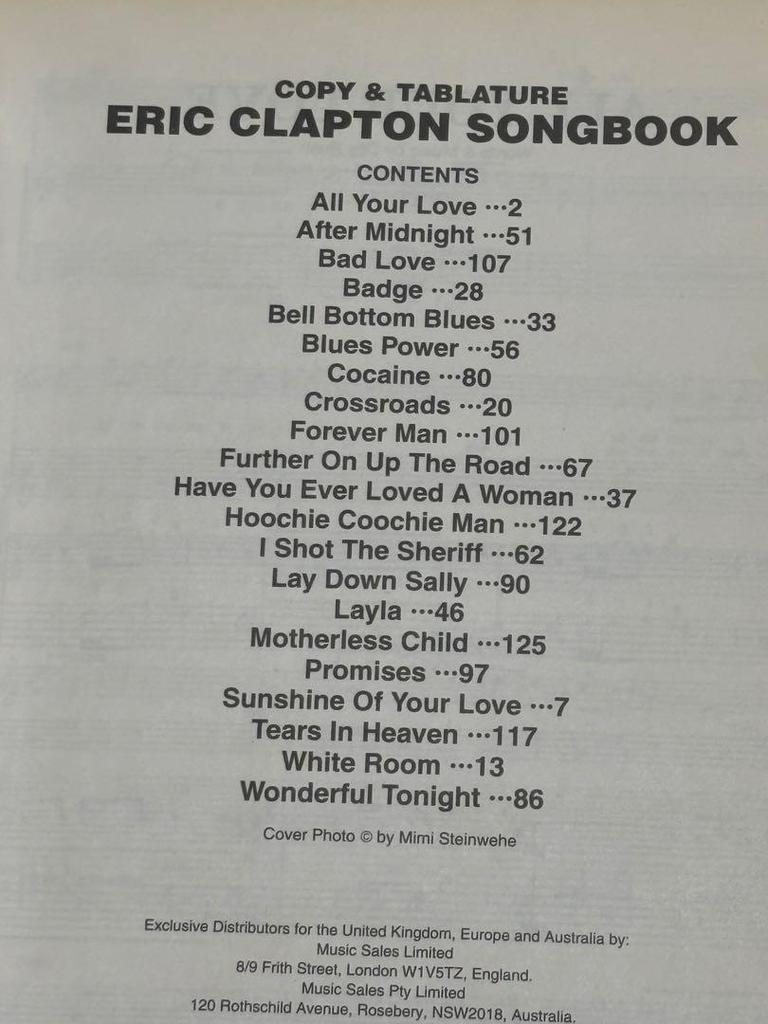 [USED] Copy & Tablature Eric Clapton Songbook