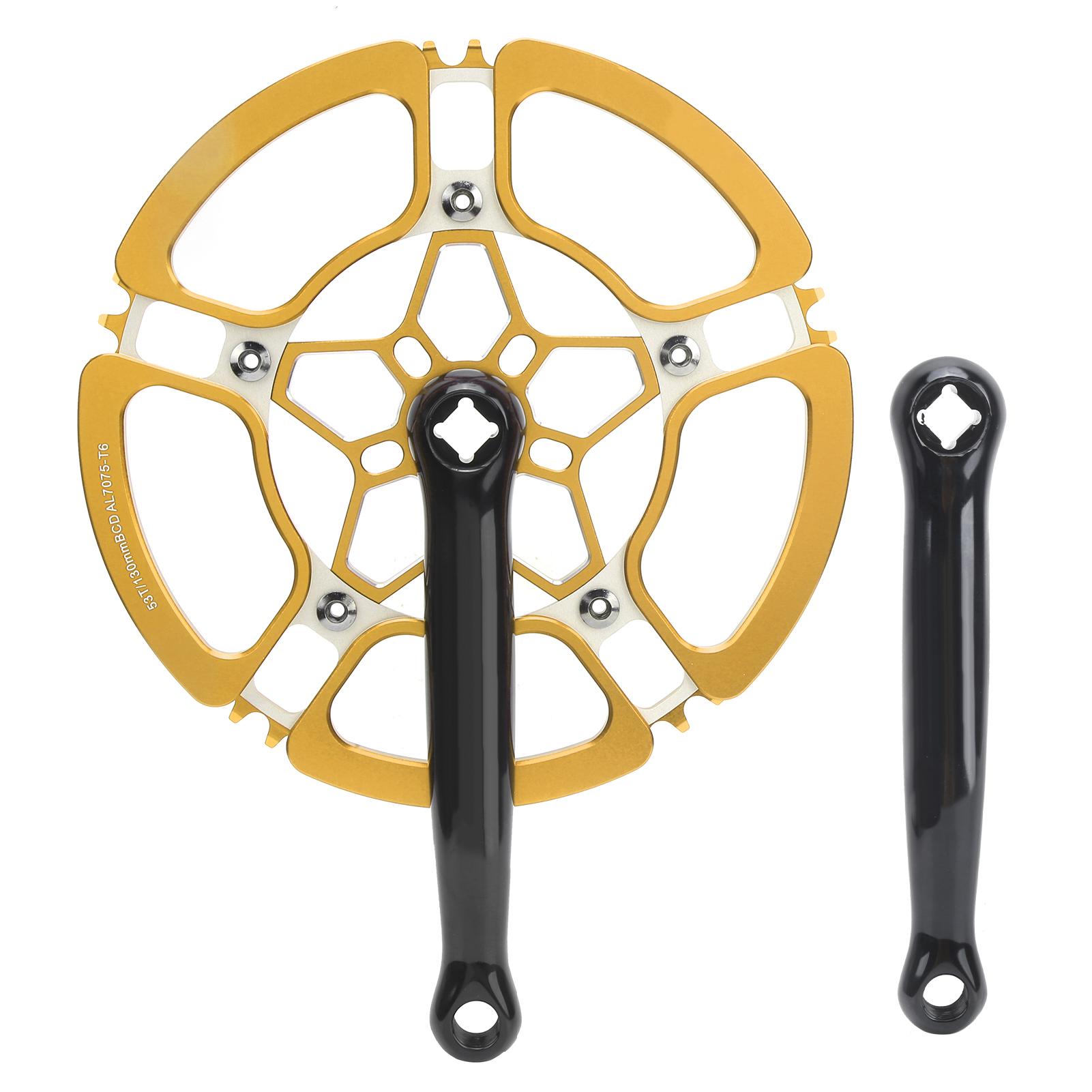 

170mm Bike Crankset Aluminium Alloy 53T Single Speed Crank Arm Chainwheel Accessory Gold