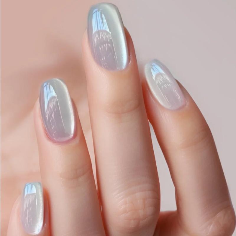 Set di 24 Unghie Balletto Corte Sfumate con Design Unghie Finte Semplici Bianche Unghie Finte a Bara Unghie Press-on Unghie Finte a Copertura Totale