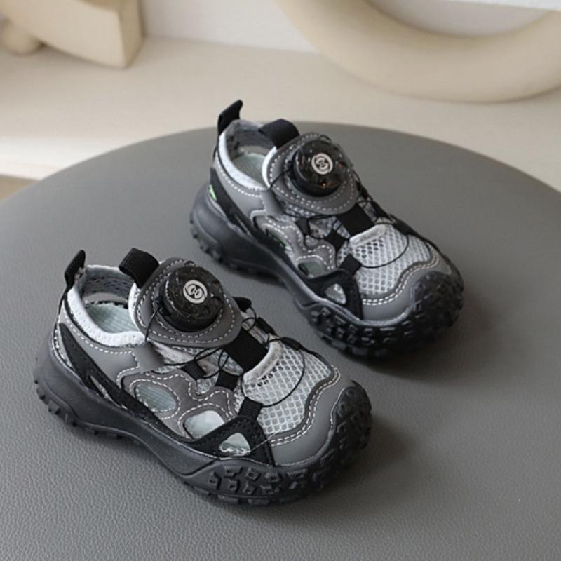 Summer Kids Half Sandals Hollow Out Single Mesh Breathable Casual Shoes Soft Sole Anti-Slip Shoes for Little Boys