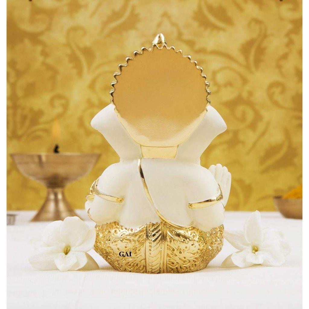 Ceramic Ganesh Idol for Car Dashboard Ganesha Murti Ganpati Idol for Home Decor Puja Lord Ganesh