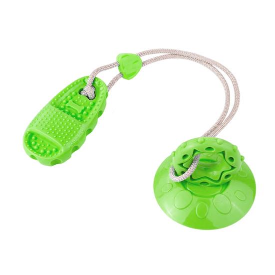 Dog Chew Toy with Suction Cup Indestructible Rubber Puppy Teething Toy Promotes Dental Health Interactive Food Dispensing Toy