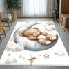 Sleeping Bear On Moon Carpet Boys and Girls Bedroom Rug Playroom, Nursery Decor Kid's Play Mat Bedroom Hallway Living Room Rug