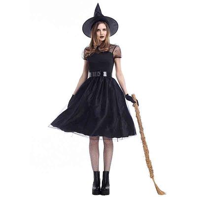 Women's Vintage Halloween Black Witch Costume Temperament Witch Dress
